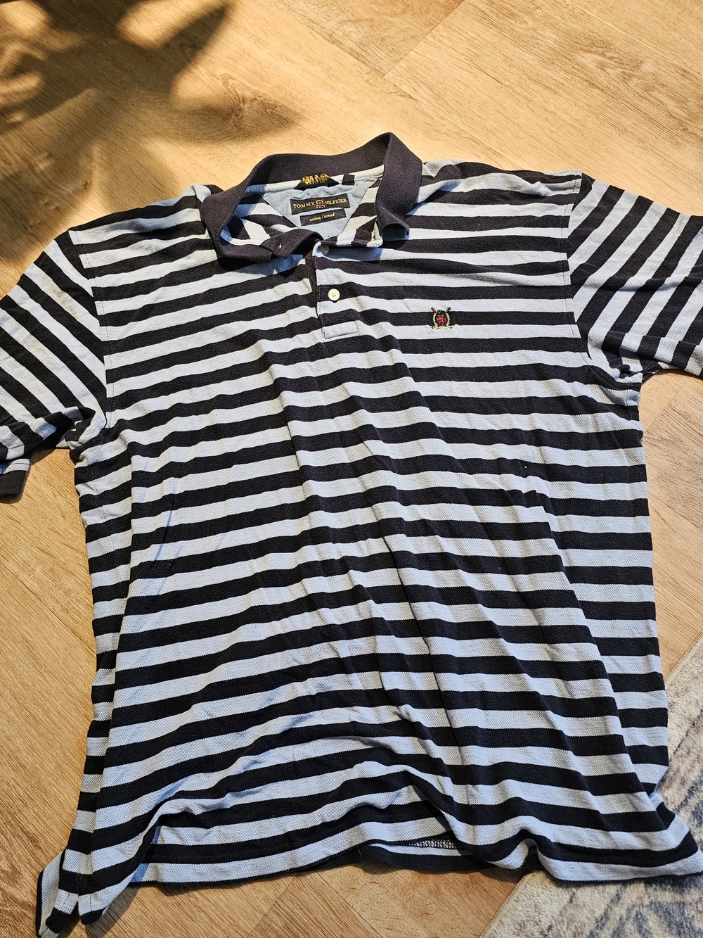 Tommy Hilfiger Men's Navy & Light Blue Striped Polo Shirt